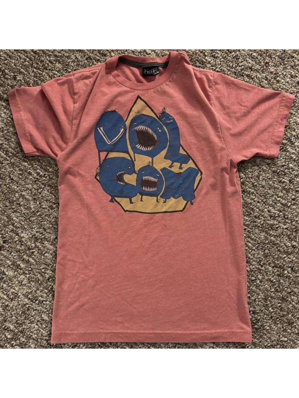 Boys Youth Volcom Graphic T-Shirt Orange Size Large